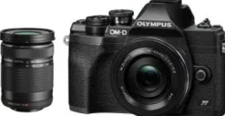 New Olympus OM-D E-M10 Mark IV Mirrorless Camera with 14-42mm EZ Lens (Silver) & ED 40-150mm f/4-5.6 R Lens (Black)