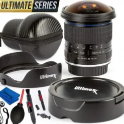 Best Ultimaxx 7mm f/3 HD Aspherical Fisheye Lens & Removable Hood Kit for Canon EOS 90D,80D, 77D, 70D, 60D, 60Da, 50D, 7D, T7i, T7s, T7, T6s, T6i, T6, T5i, T5, SL1, SL2 and SL3 Digital SLR Cameras